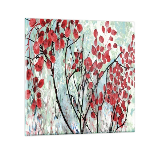 Schilderen op glas - Boom in scharlaken - 60x60 cm