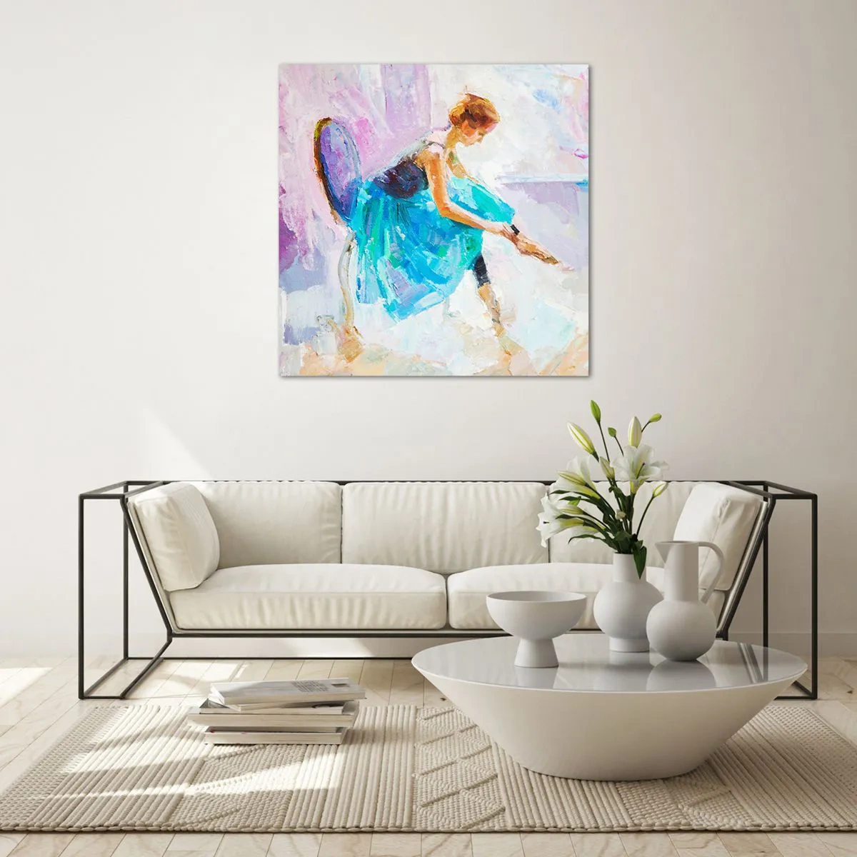 Schilderen op glas - Onuitsprekelijke gratie, subtiele charme - 40x40 cm