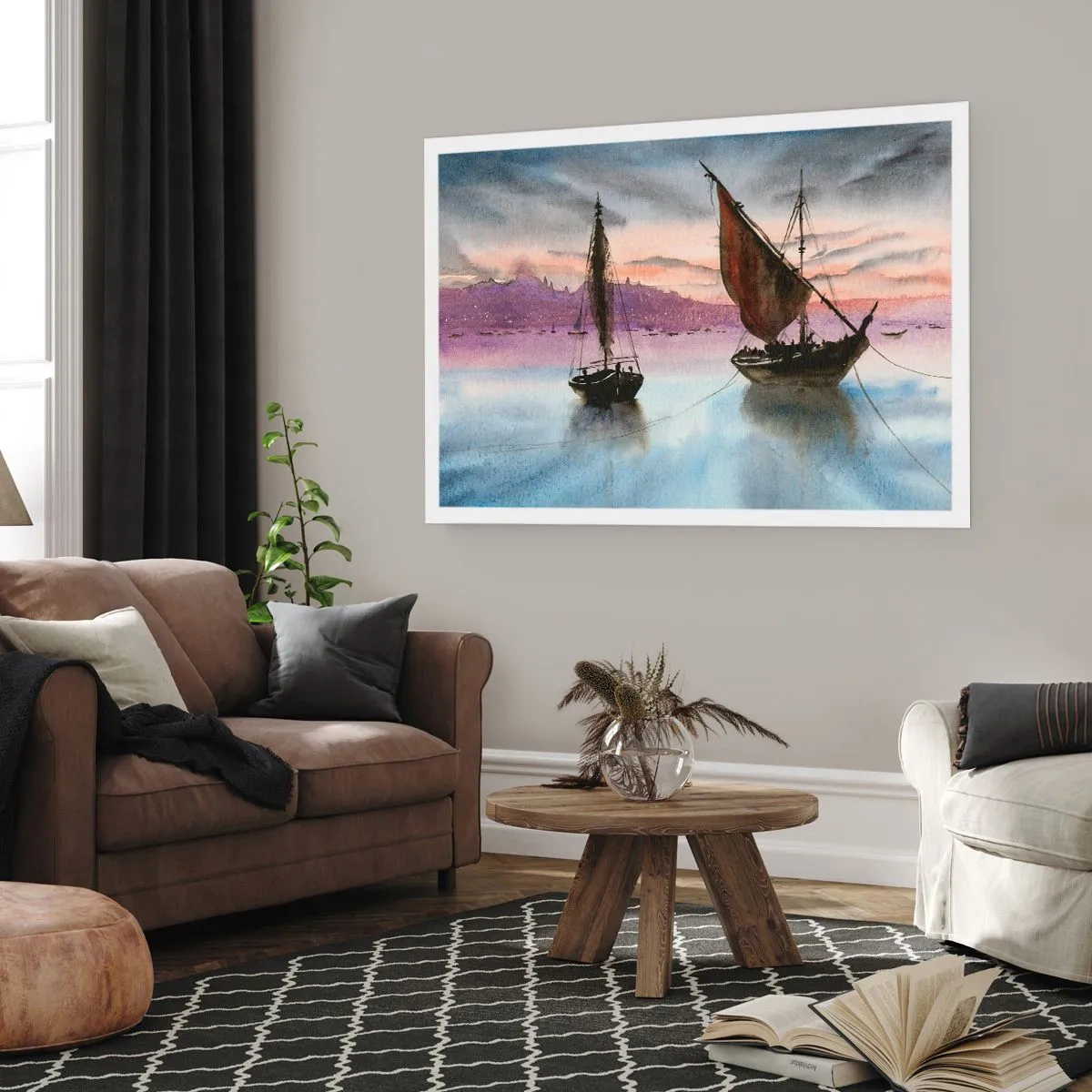 Poster - Avond in de haven - 50x40 cm