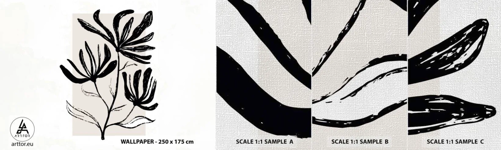 Fotobehang Monster Premium Canvas - Schets voor het herbarium - Bloem, Minimalistisch, Modern - 100x30 cm