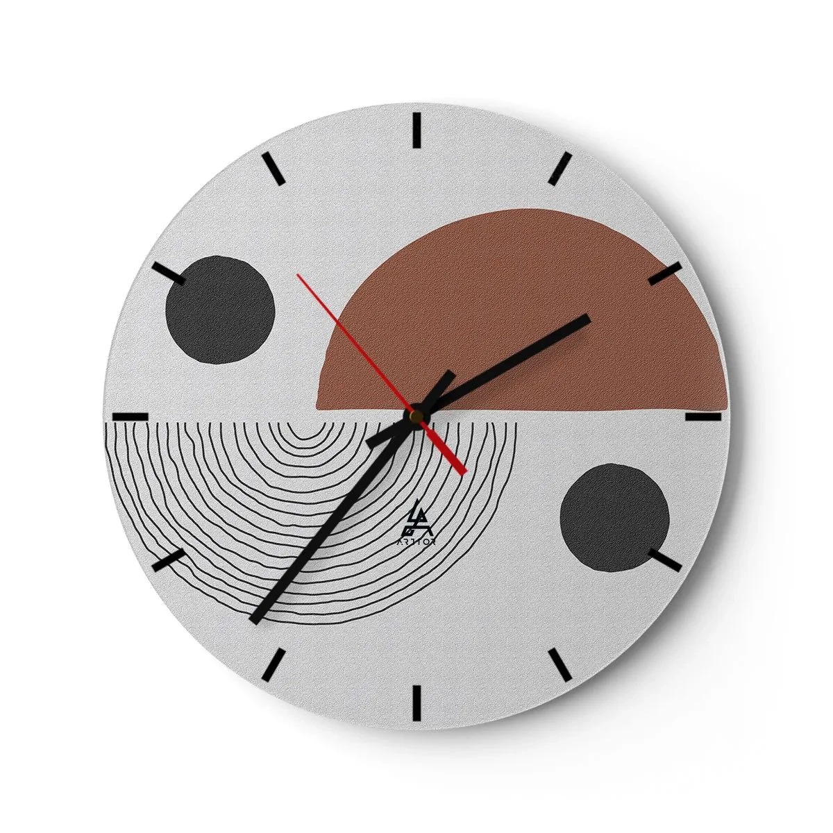 Wandklok - Klok - Geometrisch patroon in bruine en zwarte tinten - 30x30cm - Perfectie van het wiel - Moderne wanddecoratie voor woonkamer, keuken en slaapkamer ARTTOR