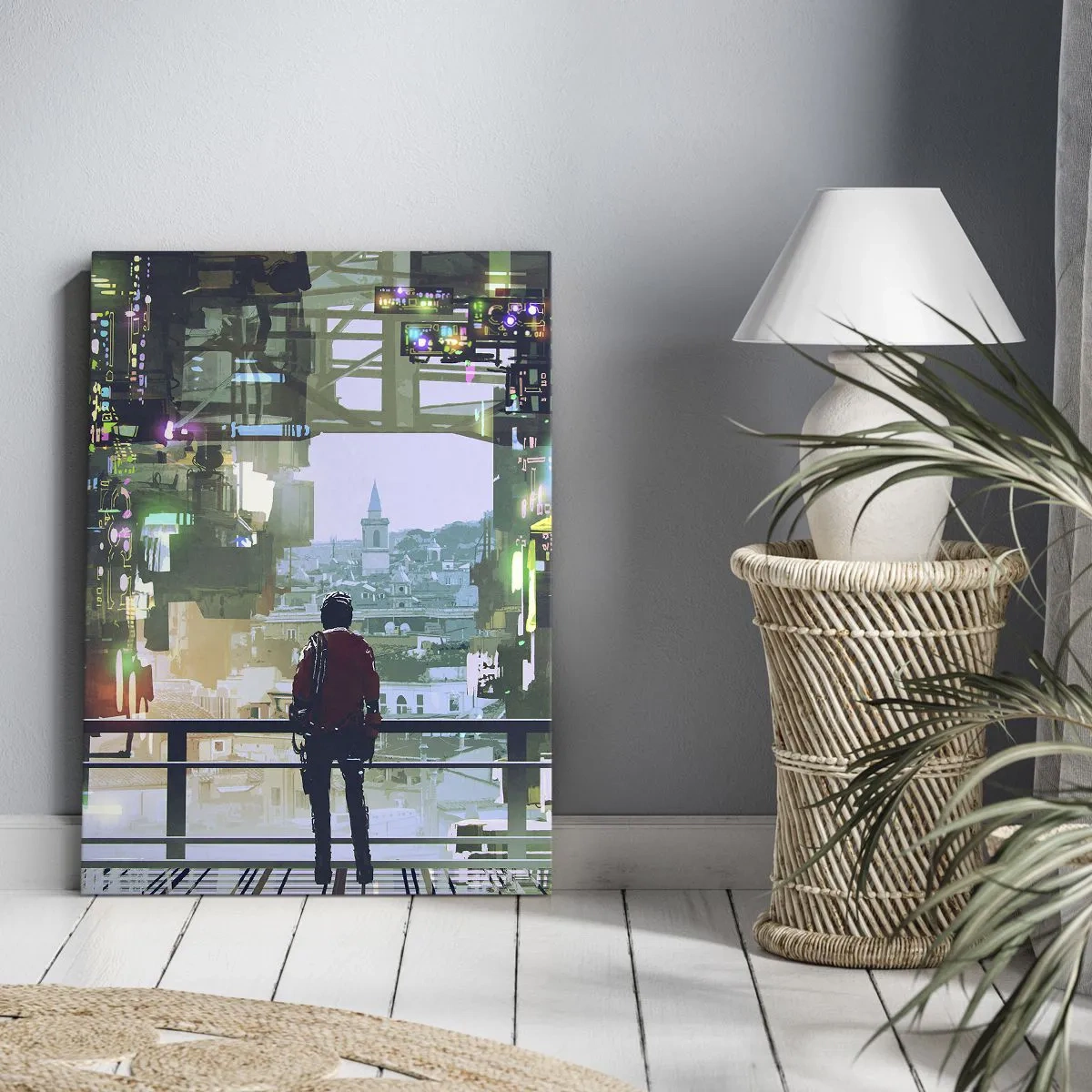 Schilderen op canvas - Twee werelden - 70x100 cm