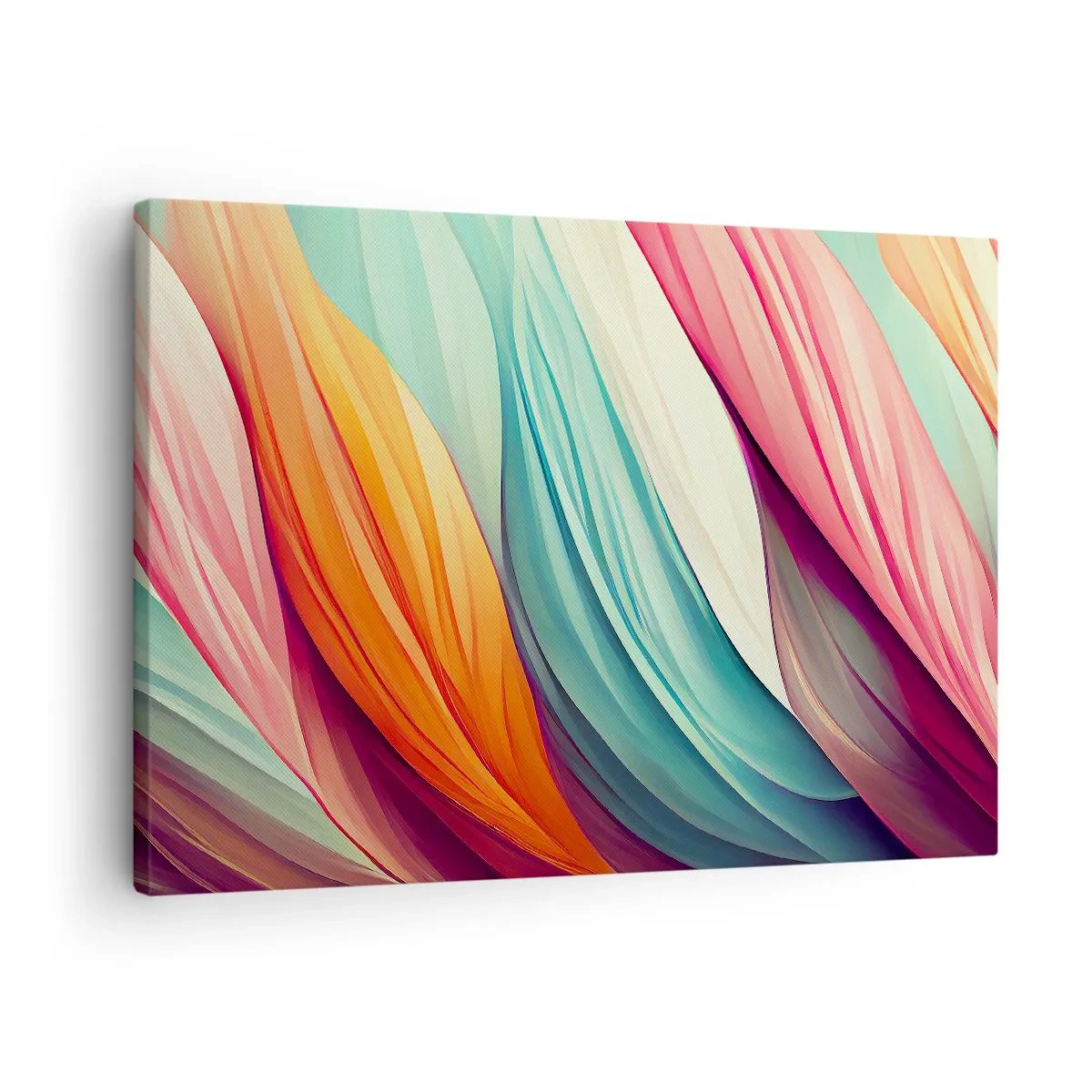 Schilderen op canvas - Abstracte lijnen in pastel- en levendige kleuren - 70x50cm - Regenboog geweven - Moderne wanddecoratie voor woonkamer en slaapkamer ARTTOR