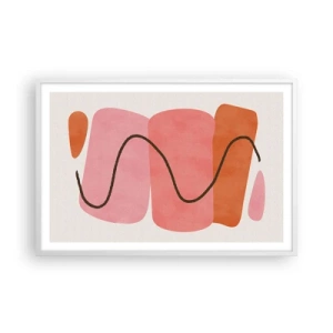 Poster in een witte lijst - zachte beweging van vormen - 91x61 cm