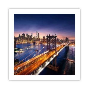 Poster - Een stralende brug naar het hart van de stad - 50x50 cm