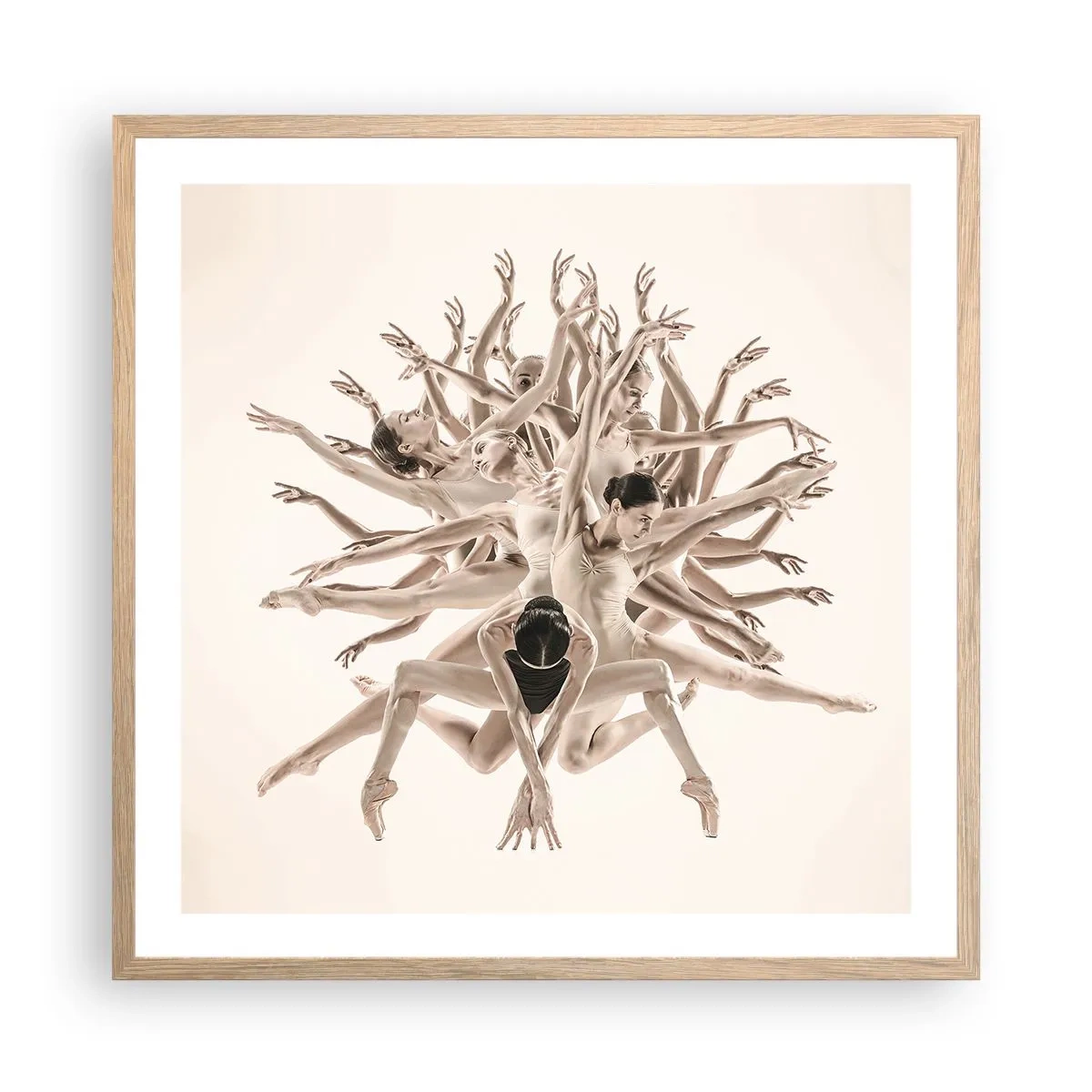 Een poster in een licht eiken lijst - Bloeiend in dans - 60x60 cm
