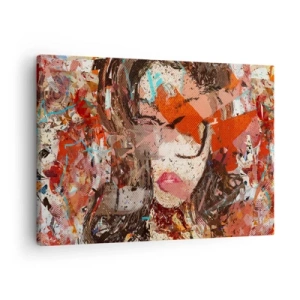 Schilderen op canvas - Abstract portret van een vrouw in intense kleuren - 70x50cm - Niemand weet wat je werkelijk bent - Moderne wanddecoratie voor woonkamer en slaapkamer ARTTOR