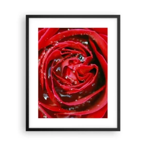 Poster in een zwarte lijst - In de dauwdruppels - 40x50 cm