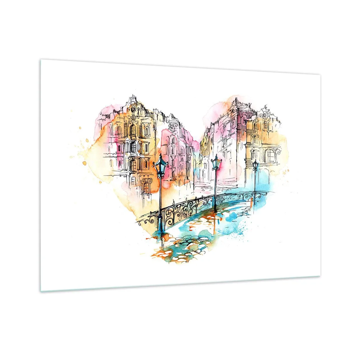 Schilderen op glas - Het hart van de stad - 100x70 cm