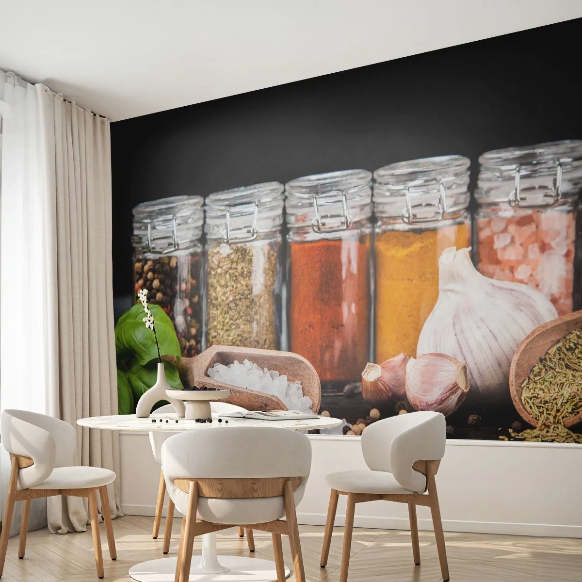 Fotobehang Premium Canvas - Zodat het leven smaak heeft - Gastronomie, Gedroogde kruiden, Specerijen - 250x175 cm