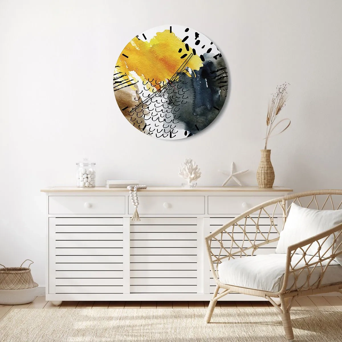 Wandklok - Klok - Een ontmoeting van de elementen - 40x40 cm