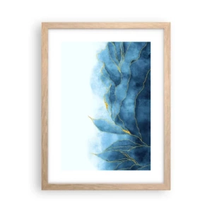 Een poster in een licht eiken lijst - Blauw in goud - 30x40 cm