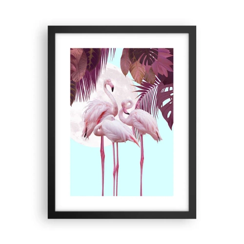 Poster in een zwarte lijst - Drie vogel genaden - 30x40 cm