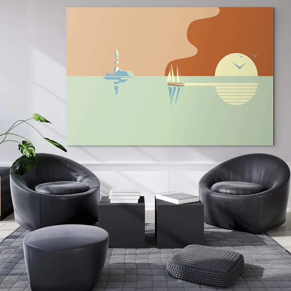 Schilderen op glas - Het perfecte zeelandschap - 120x80 cm