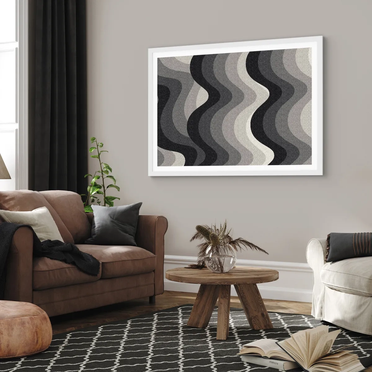 Poster in een witte lijst - Golf na golf - 100x70 cm