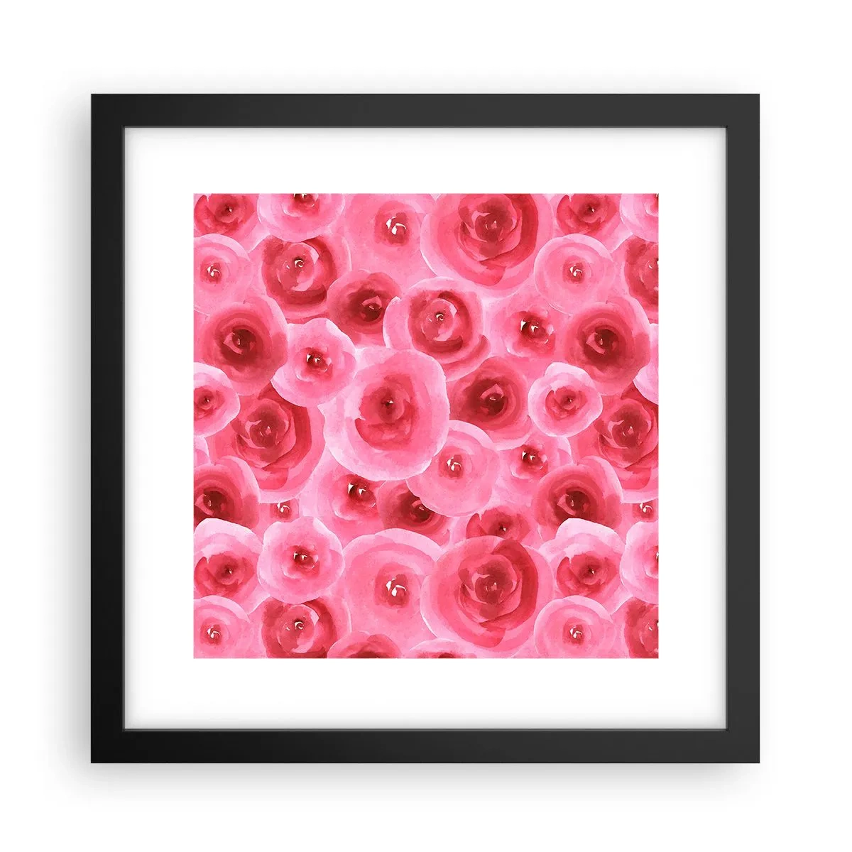 Poster in een zwarte lijst - Rozen onder en boven - 30x30 cm