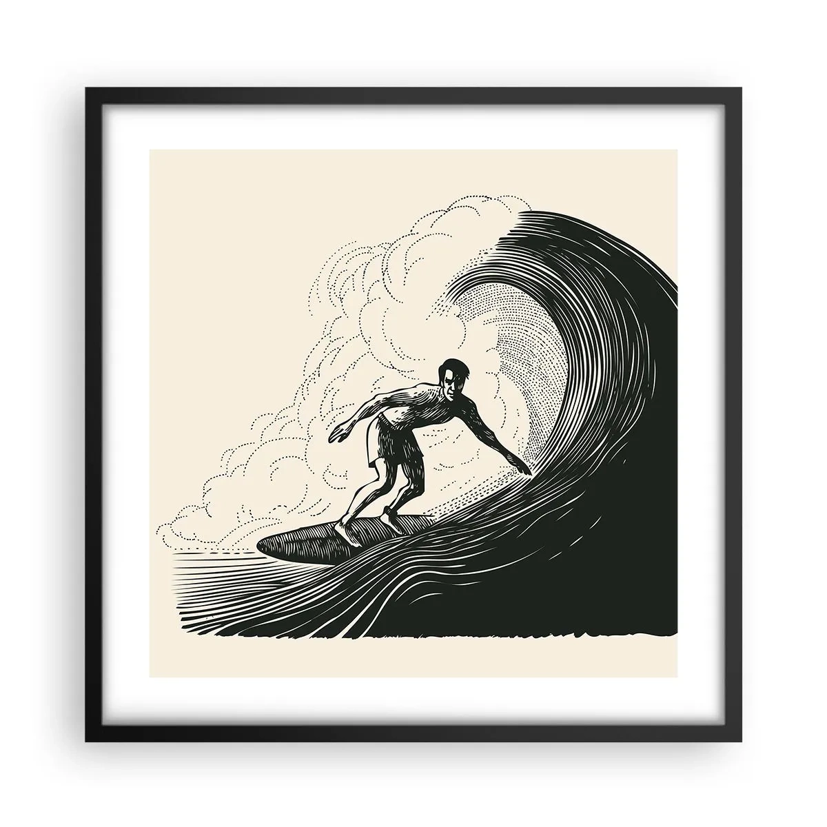 Poster in een zwarte lijst - Koning van de golf - 50x50 cm