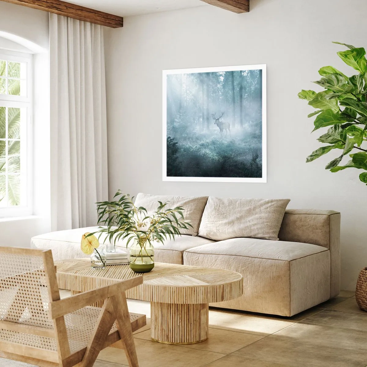 Poster - Ochtendbezoek aan het landgoed - 30x30 cm