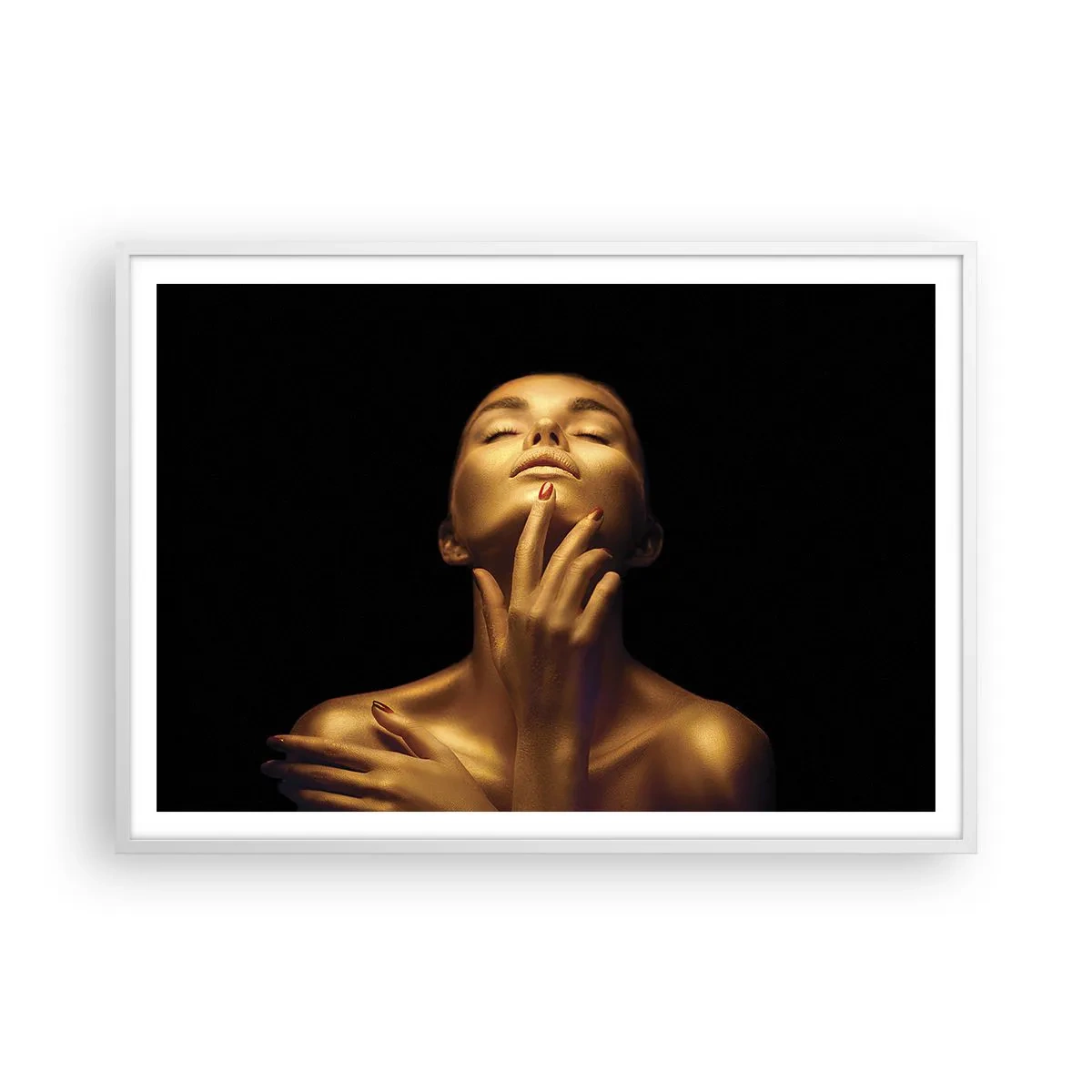 Poster in een witte lijst - Als gouden zijde - 100x70 cm