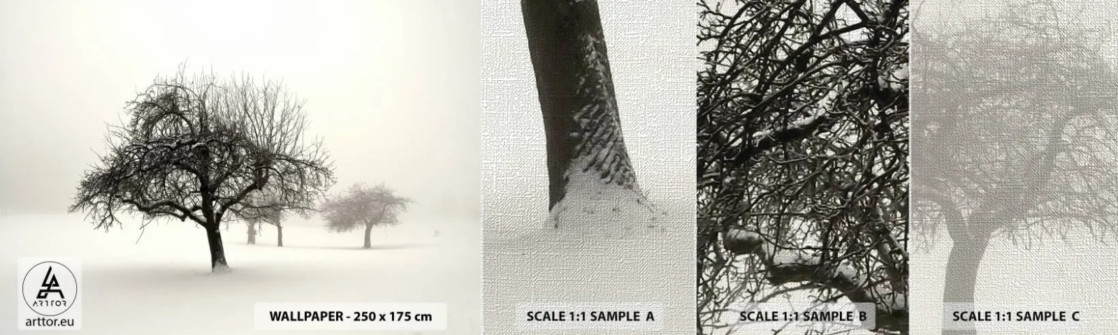 Fotobehang Monster Premium Canvas - Winterslaap - Grafisch, Boom, Natuur - 100x30 cm