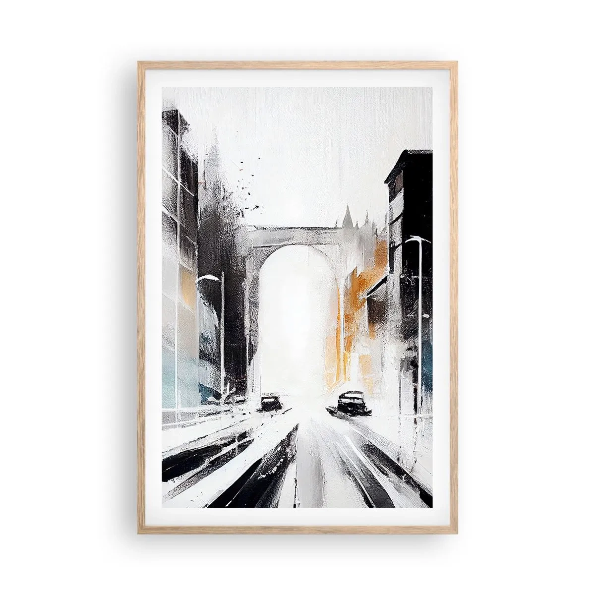 Een poster in een licht eiken lijst - Stadsstudie: architectuur en beweging - 61x91 cm