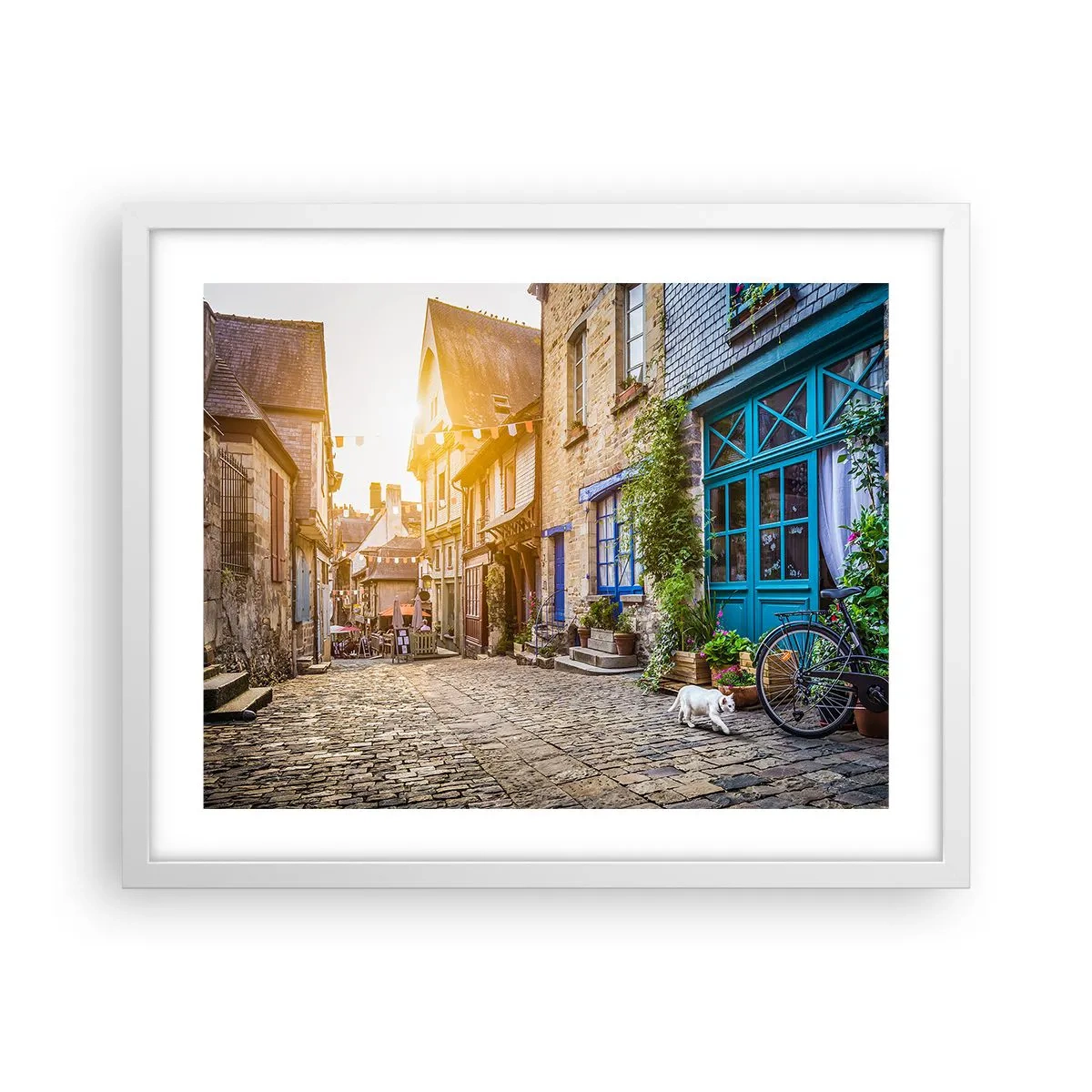 Poster in een witte lijst - De witte geest van het stadje - 50x40 cm