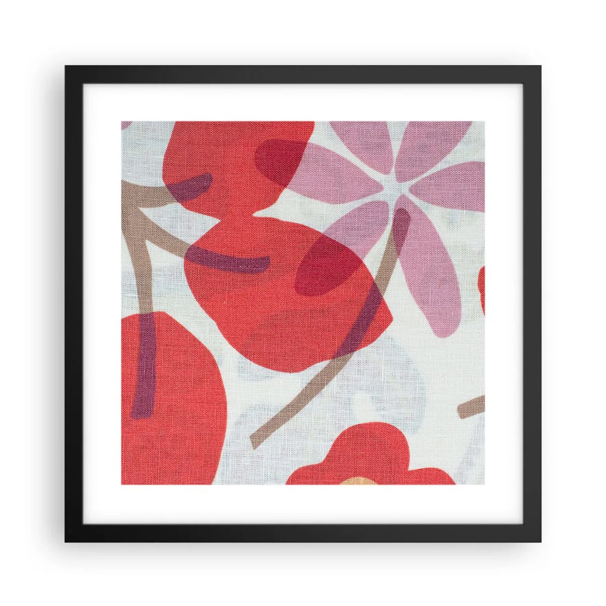 Poster in een zwarte lijst - Bloemstuk in roze - 40x40 cm
