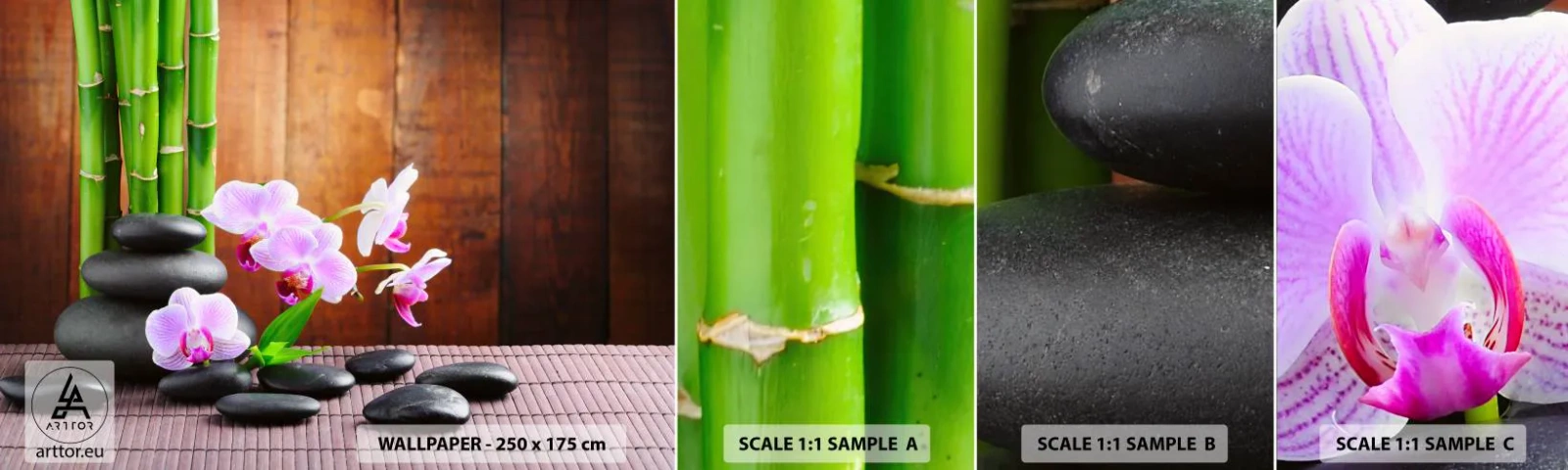 Fotobehang Monster Zelfklevend Deluxe Sticker - Maak kennis met de geneugten van het oosten - Bloemen, Orchidee, Orchidee - 100x30 cm