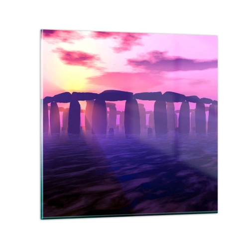 Schilderen op glas - Mysterie bij zonsopgang in de mist - 50x50 cm