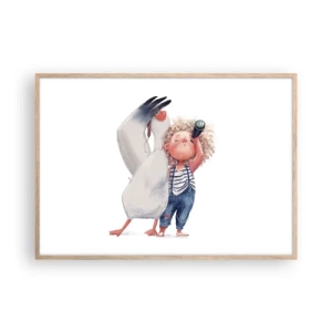 Een poster in een licht eiken lijst - Een geweldige reisroute - 100x70 cm