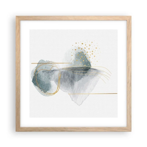 Een poster in een licht eiken lijst - Over de relatie tussen grijs en goud - 40x40 cm