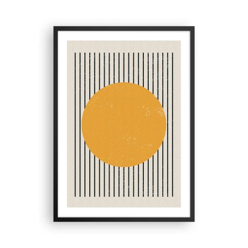 Poster in een zwarte lijst - Geometrische compositie met oranje cirkel en lijnen - 50x70cm - De kracht van eenvoud - Moderne wanddecoratie voor woonkamer en slaapkamer ARTTOR