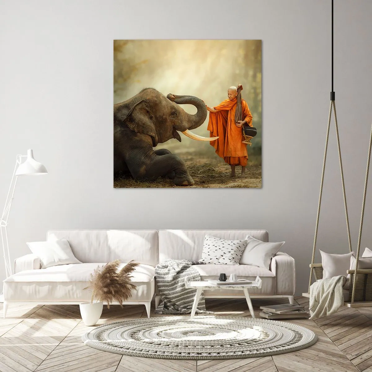 Schilderen op canvas - Ontmoeting tijdens een reis - 70x70 cm