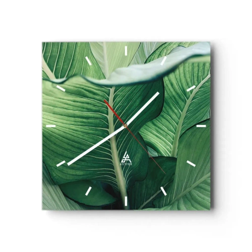 Wandklok - Klok - Intens groen leven - 30x30 cm