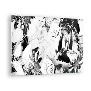 Schilderen op glas - Zwart-wit bloemstuk in artistieke stijl - 70x50cm - Herfst in cameralens - Moderne wanddecoratie voor woonkamer en slaapkamer ARTTOR