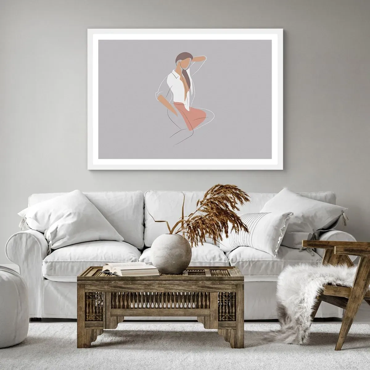 Poster in een witte lijst - Omtrek van gracieusheid - 50x40 cm