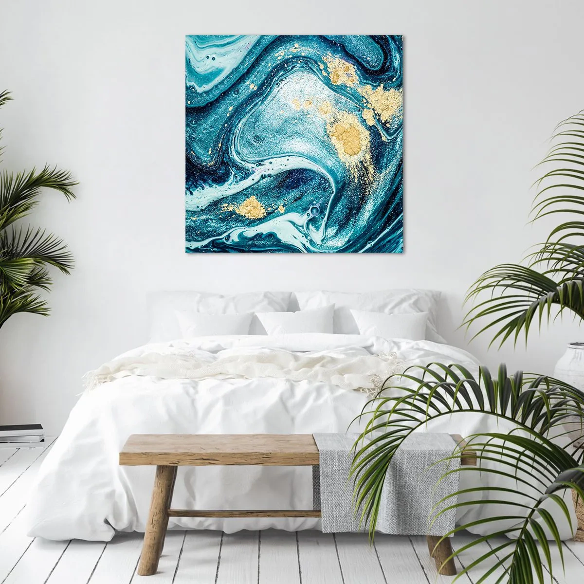 Schilderen op canvas - Blauwe draaikolk - 60x60 cm