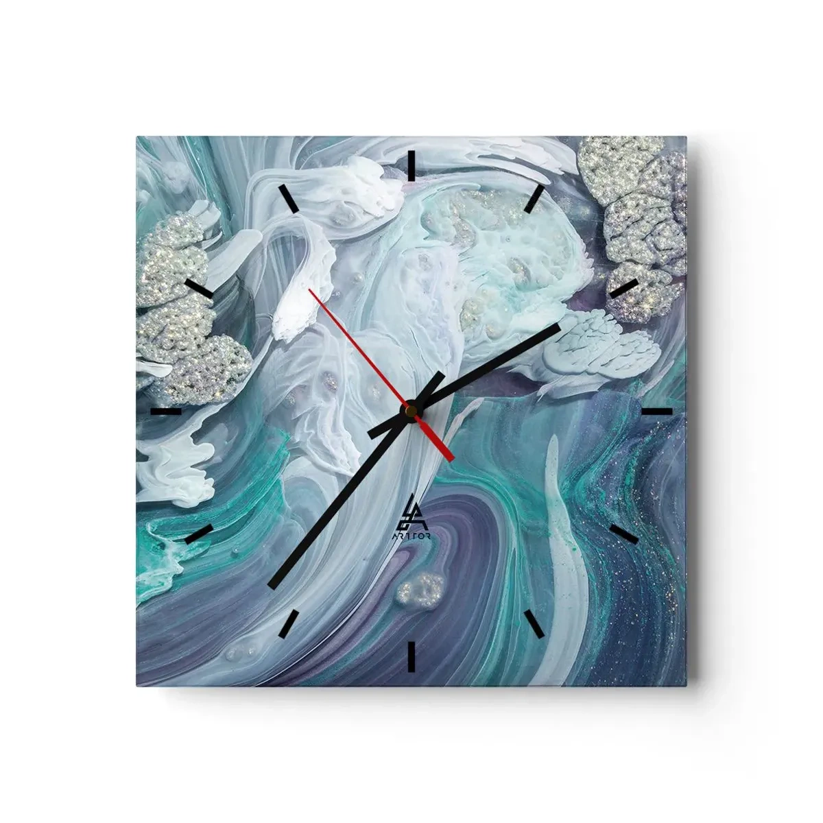 Wandklok - Klok - Stromingen van hemelsblauw - 30x30 cm