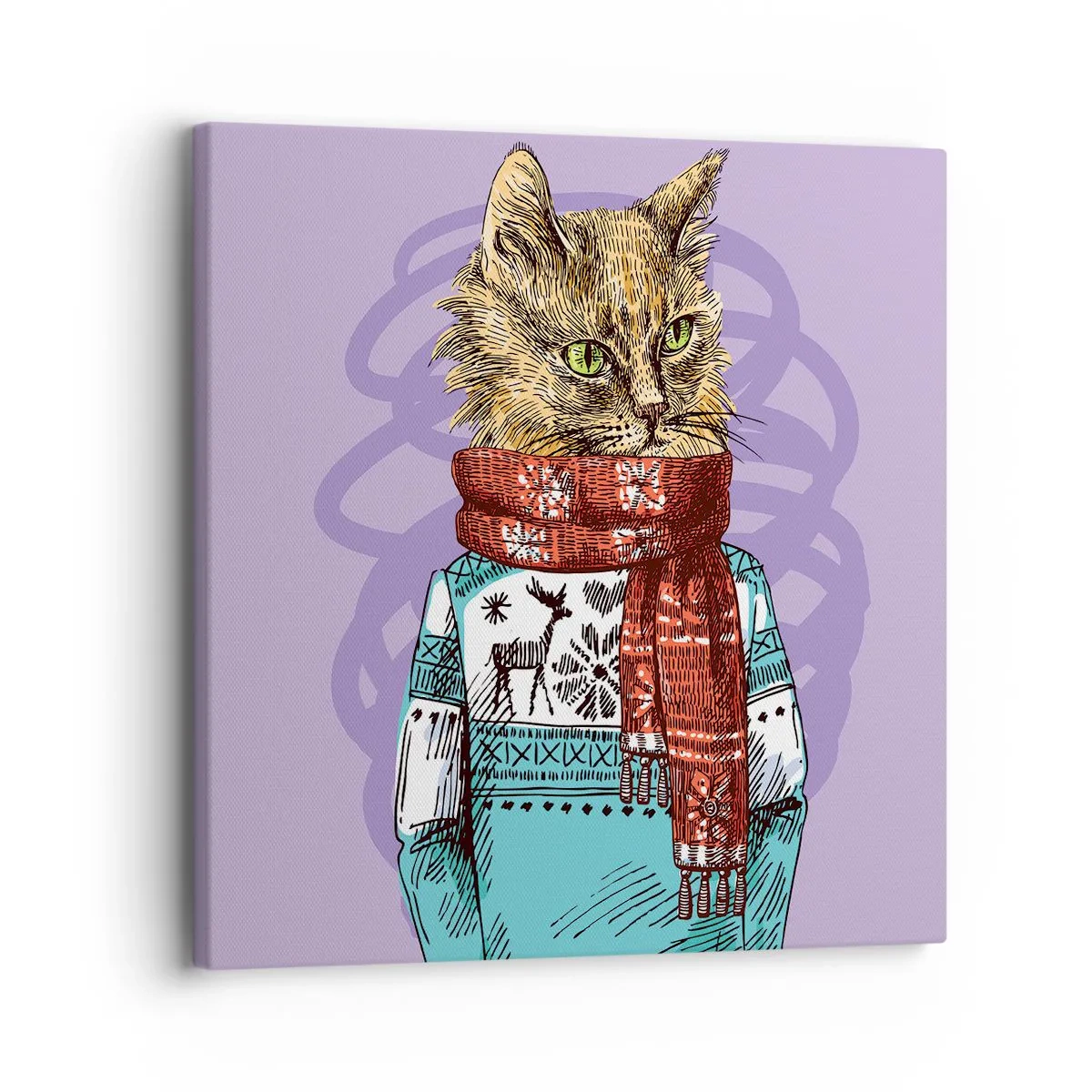 Schilderen op canvas - De kat niet alleen in schoenen - 30x30 cm