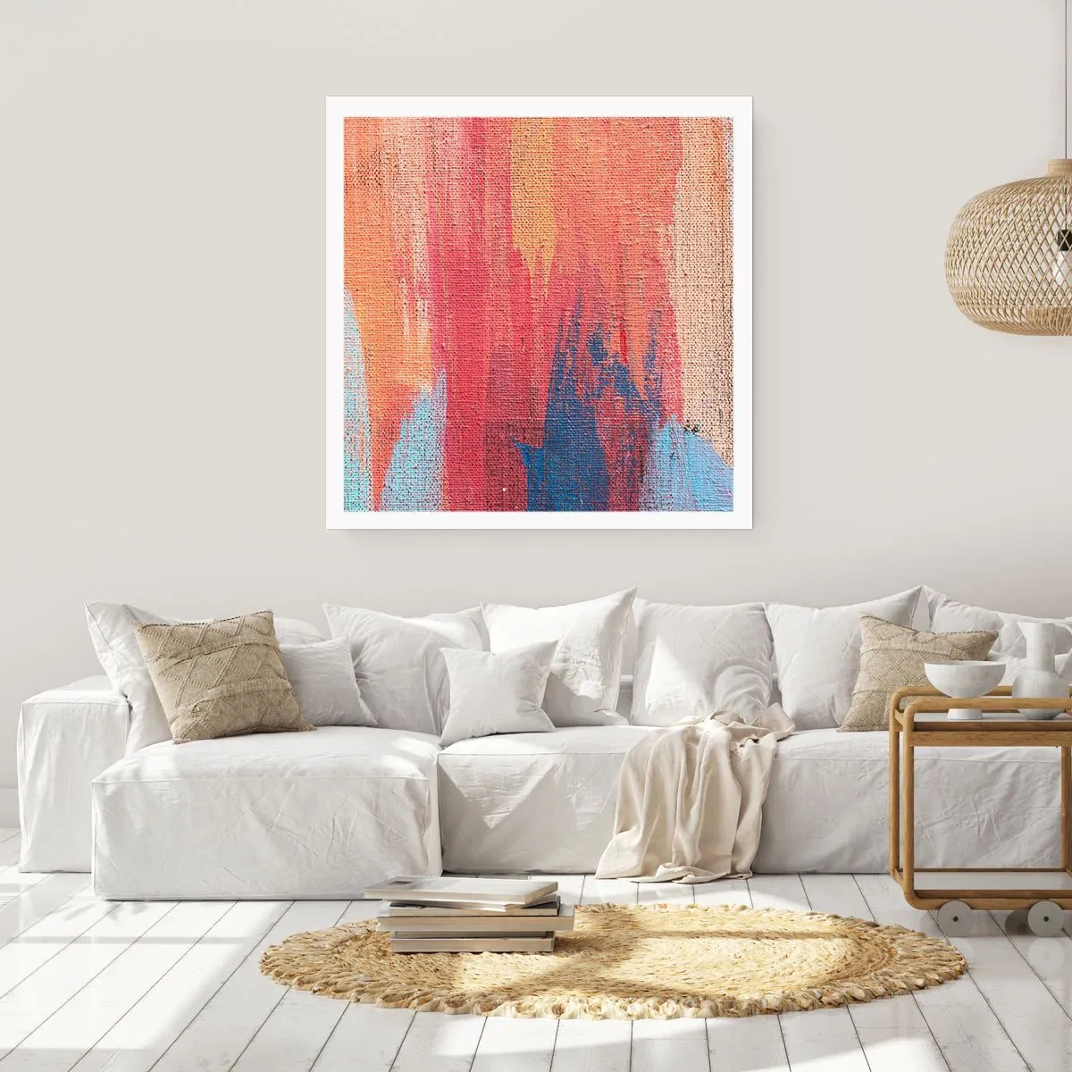 Poster - Ren door de regenboog - 50x50 cm