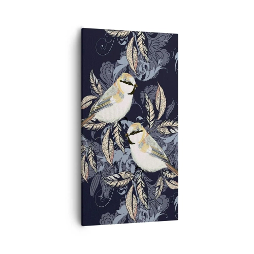 Schilderen op canvas - Geel-blauwe triller - 55x100 cm
