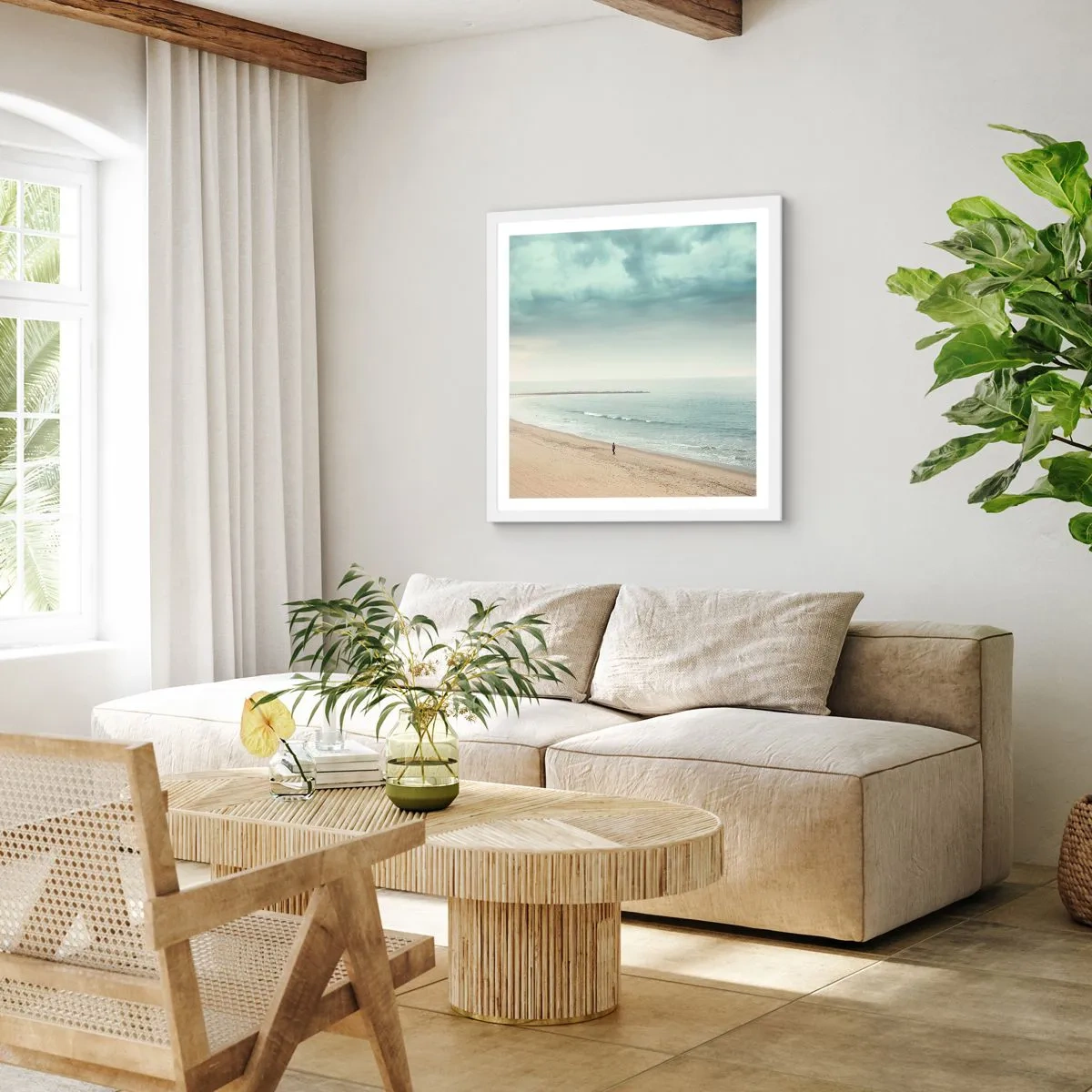 Poster in een witte lijst - op zoek naar vrede - 40x40 cm