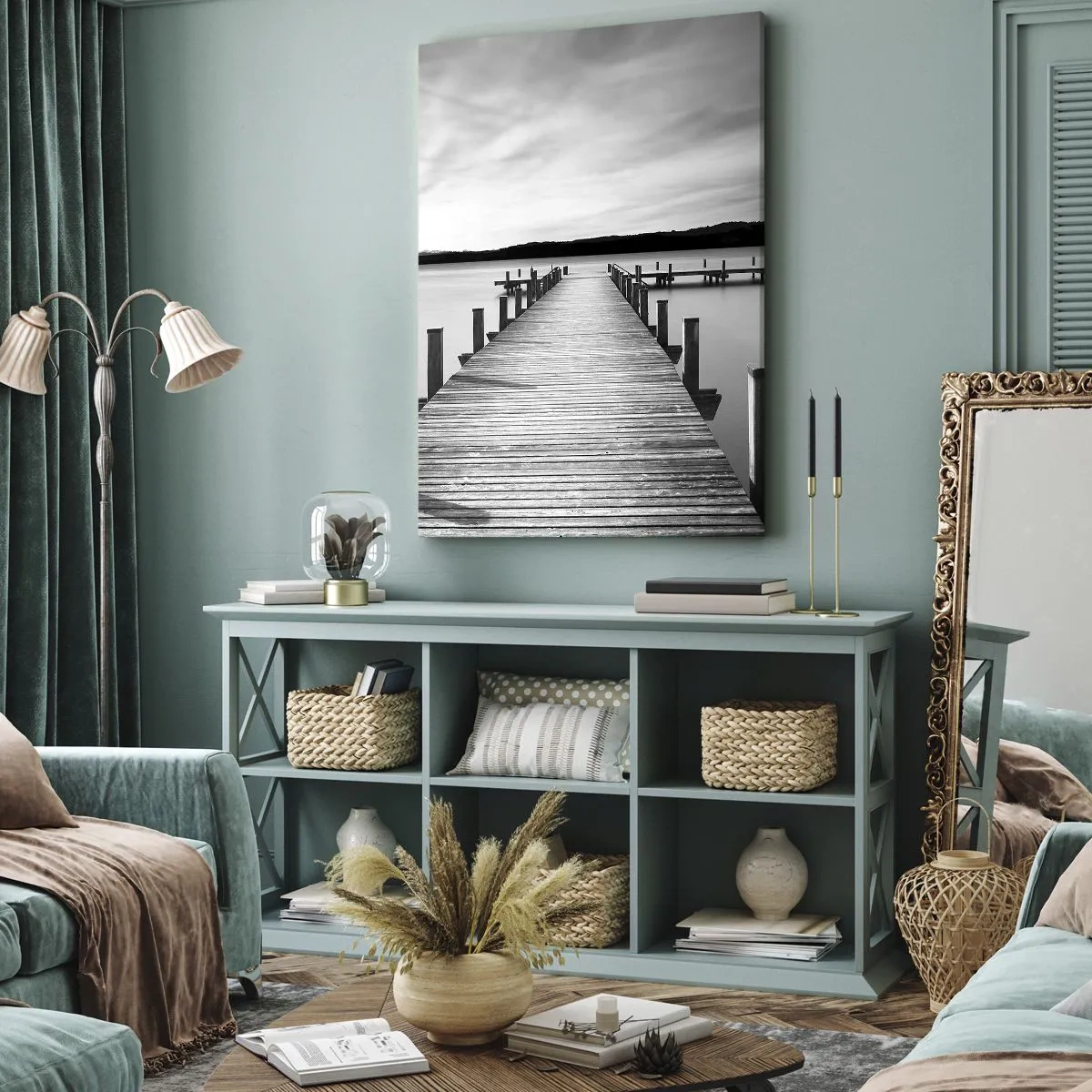 Schilderen op canvas - Bij de waterput - vrede - 55x100 cm