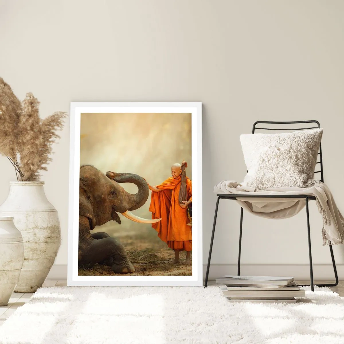 Poster in een witte lijst - Ontmoeting tijdens een reis - 40x50 cm