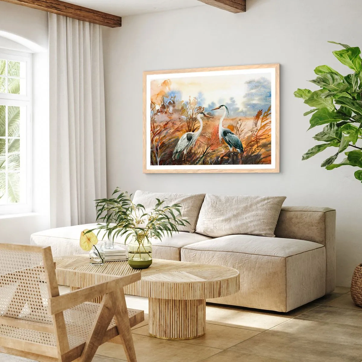 Een poster in een licht eiken lijst - Waarheen in de herfst? - 50x40 cm