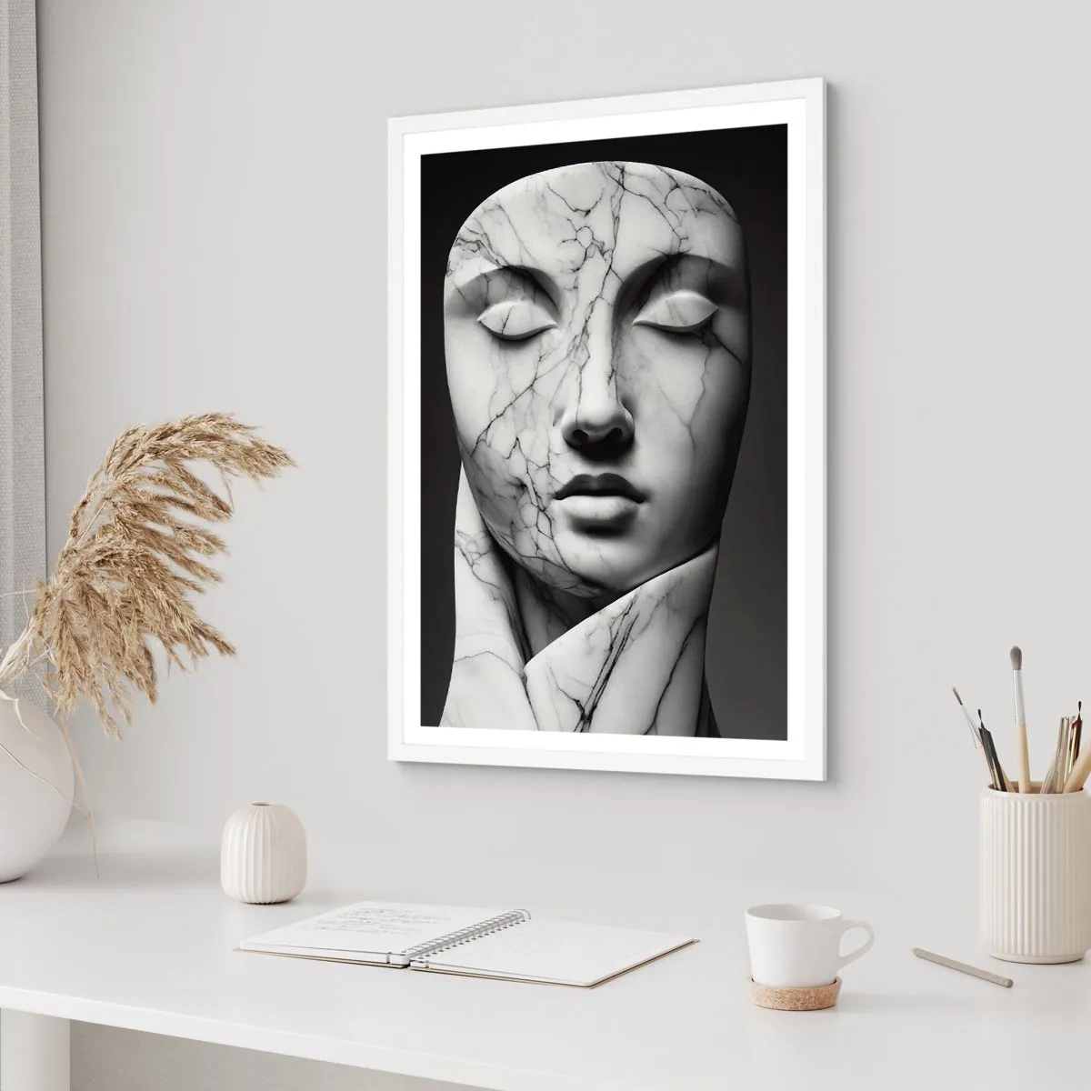 Poster in een witte lijst - Marmeren vormen - 30x40 cm