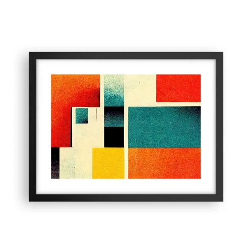Poster in een zwarte lijst - Geometrische abstractie – goede energie - 40x30 cm
