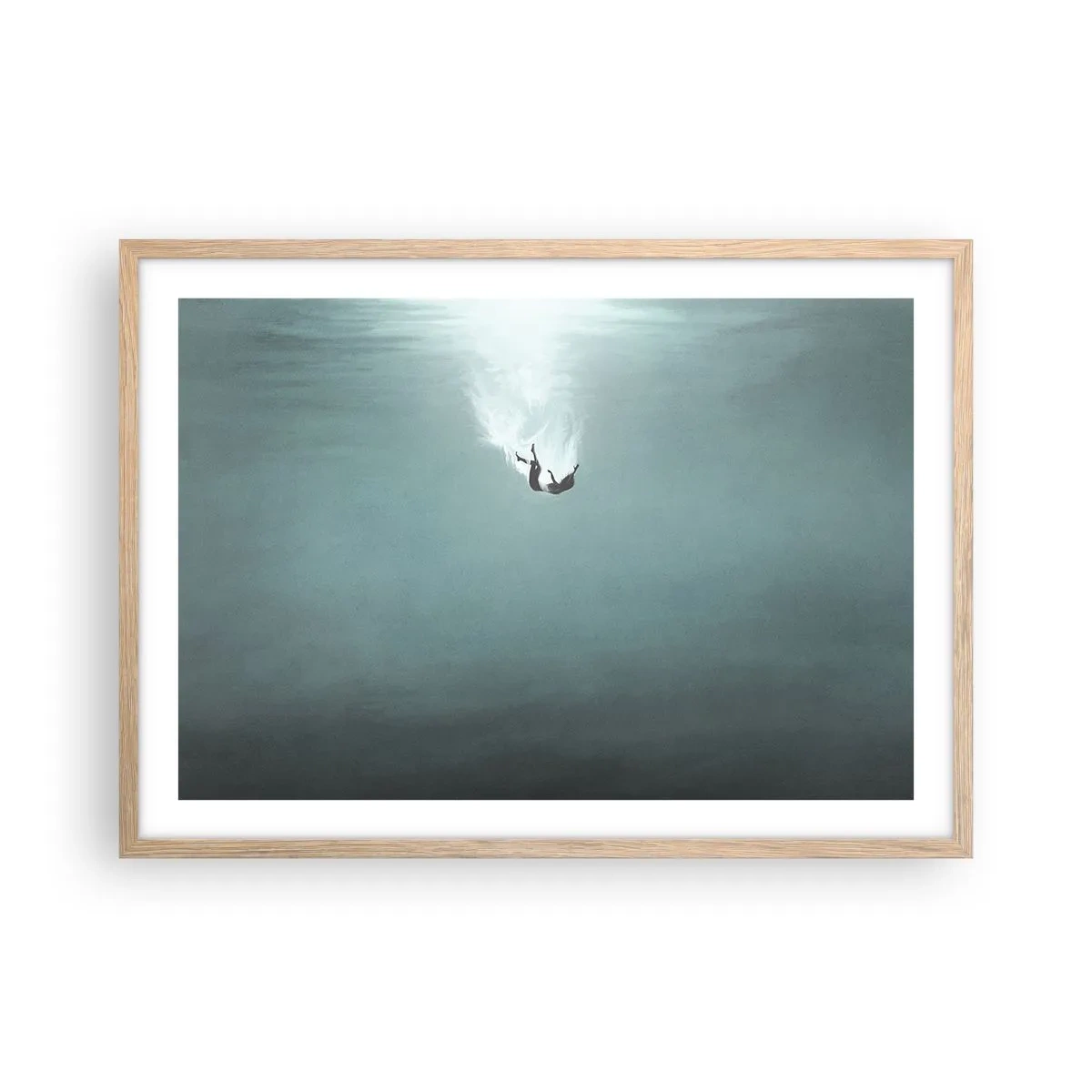 Een poster in een licht eiken lijst - In de armen van de oceaan - 70x50 cm