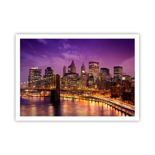 Poster - Violet-goud Manhattan - 100x70 cm