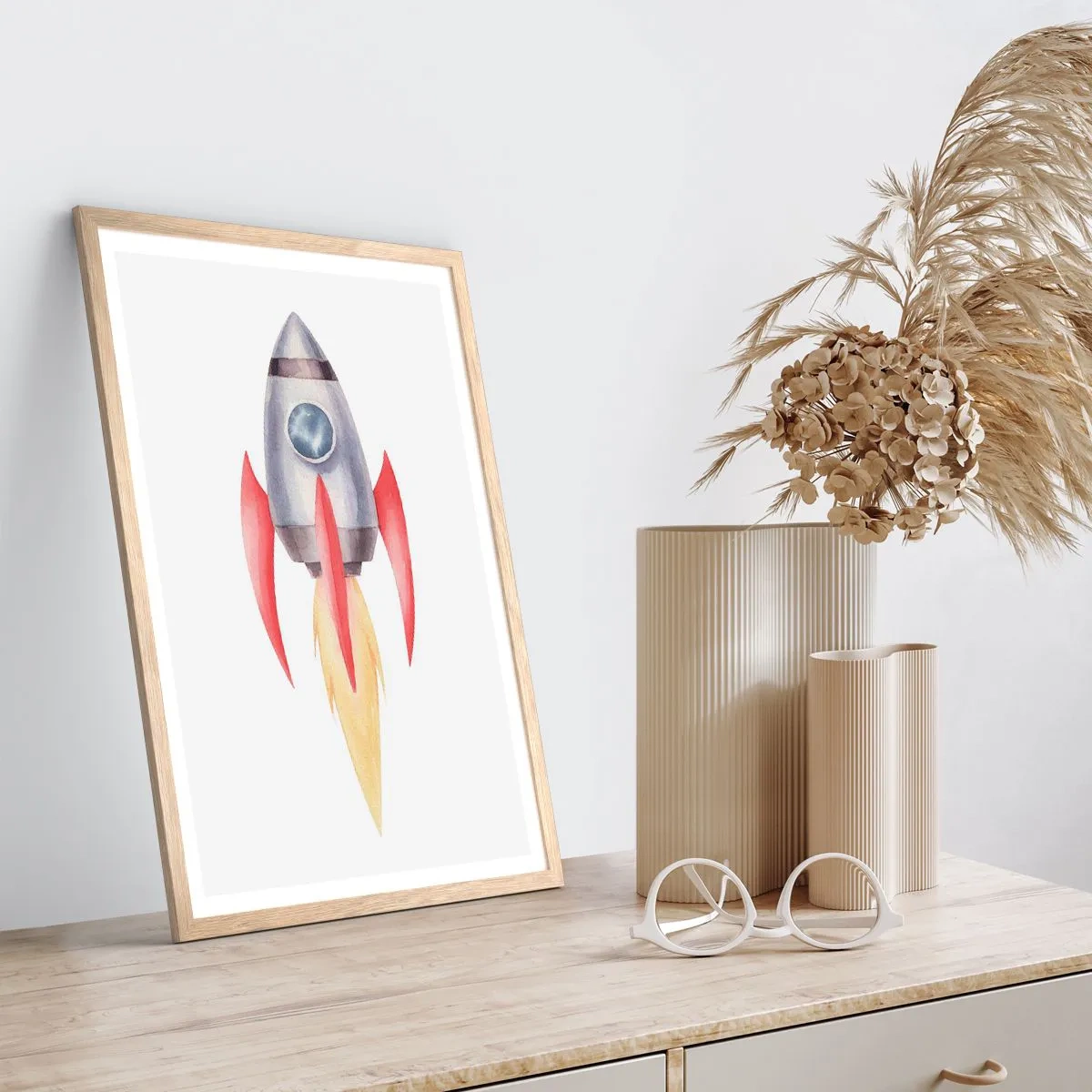 Een poster in een licht eiken lijst - Hoger, sneller, verder - 70x100 cm
